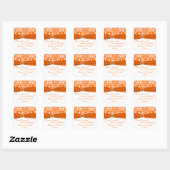 PRINTED RIBBON Orange, White Damask Candy Buffet Square Sticker (Sheet)