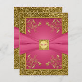 PRINTED RIBBON Pink and Gold Floral RSVP Card (Front/Back)