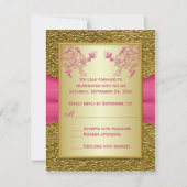 PRINTED RIBBON Pink and Gold Floral RSVP Card (Back)
