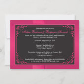 PRINTED RIBBON Pink, Black Floral Wedding Invite (Back)