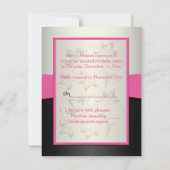 PRINTED RIBBON Pink, Black, Silver RSVP Card (Back)
