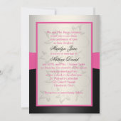 PRINTED RIBBON Pink, Black, Silver Wedding Invite (Back)