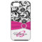 PRINTED RIBBON Pink, Black, White Floral Damask
