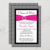 PRINTED RIBBON Pink Black White Graduation Invite (Front/Back)