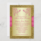 PRINTED RIBBON Pink Gold Floral Wedding Invitation (Back)