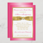 PRINTED RIBBON Pink, Gold, White Bridal Shower Invitation (Front/Back)
