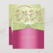 PRINTED RIBBON Pink, Green Floral RSVP Card (Front/Back)