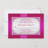 PRINTED RIBBON Pink, Silver Floral Reply Card (Back)