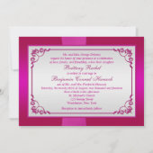 PRINTED RIBBON Pink, Silver Floral Wedding Invite (Back)