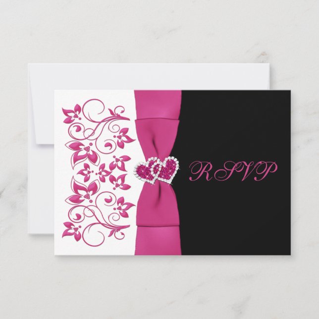 PRINTED RIBBON Pink, White, Black Reply Card (Front)