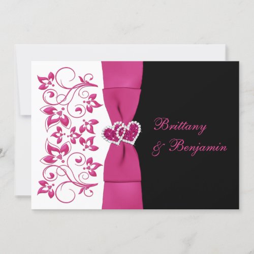 PRINTED RIBBON Pink White Black Wedding Invite