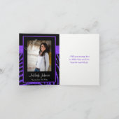 PRINTED RIBBON Purple, Black Zebra Thank You Card (Inside)