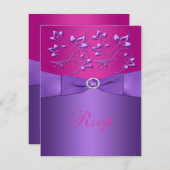 PRINTED RIBBON Purple Fuchsia Floral RSVP Card (Front/Back)