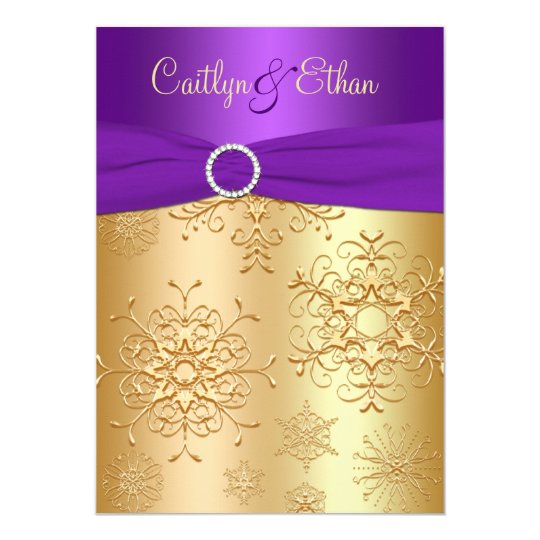 PRINTED Ribbon Purple, Gold Wedding Invitation | Zazzle.com