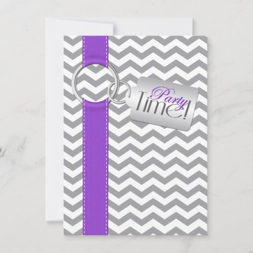 PRINTED RIBBON Purple Gray White 21 Birthday Party Personalized Invites