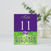 PRINTED RIBBON Purple, Green Table Number Postcard (Standing Front)