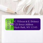 PRINTED RIBBON Purple, Green Wedding Address Label (Insitu)