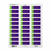 PRINTED RIBBON Purple, Green Wedding Address Label (Full Sheet)