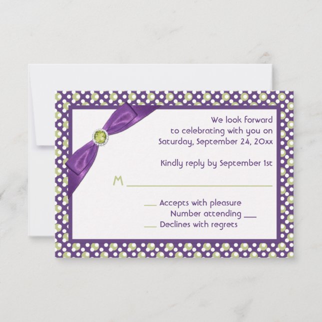 PRINTED RIBBON Purple, Green, White Reply Card (Front)