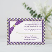 PRINTED RIBBON Purple, Green, White Reply Card (Standing Front)