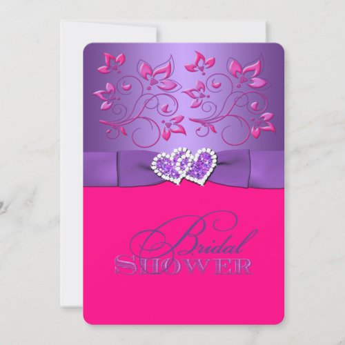 PRINTED RIBBON Purple Pink Bridal Shower Invite