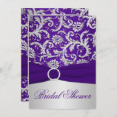 PRINTED RIBBON Purple, Silver Bridal Shower Invite (Front/Back)