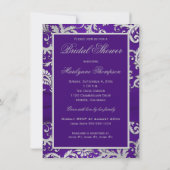 PRINTED RIBBON Purple, Silver Bridal Shower Invite (Back)