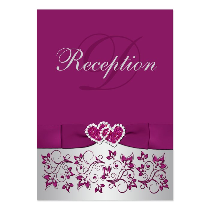 PRINTED RIBBON Purple Silver Floral Enclosure Card Business Cards