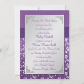 PRINTED RIBBON Purple Silver Floral Invite (Back)