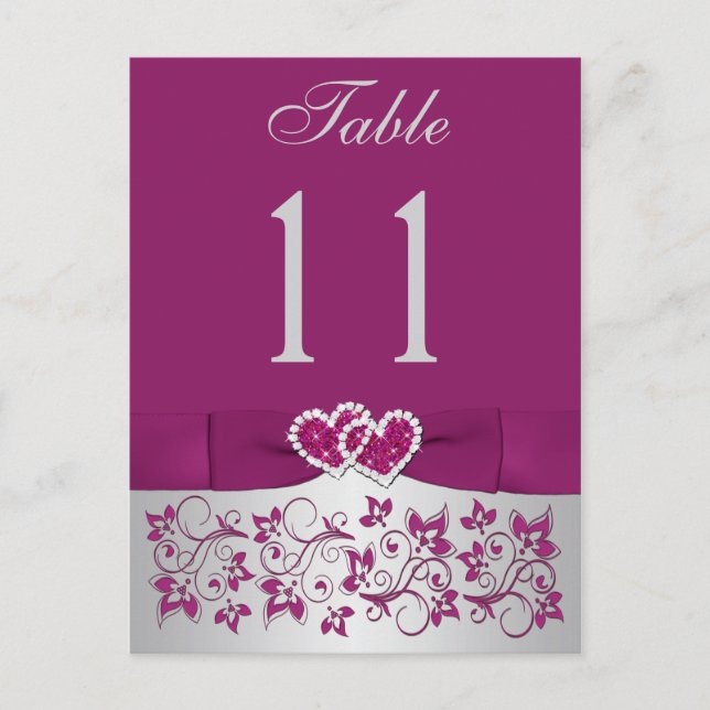 PRINTED RIBBON Purple Silver Table Number Postcard (Front)