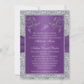 PRINTED RIBBON Purple Silver Wedding Invitation (Back)