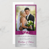 PRINTED RIBBON Purple, Silver Wedding Photo Card (Front/Back)
