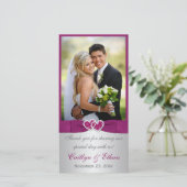 PRINTED RIBBON Purple, Silver Wedding Photo Card (Standing Front)