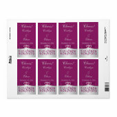 PRINTED RIBBON Purple, Silver Wedding Wine Label (Full Sheet)