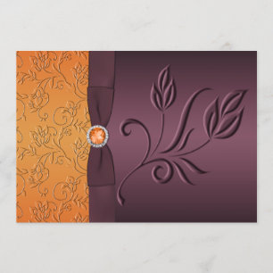 PRINTED RIBBON Purple, Tangerine Wedding Invite