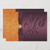 PRINTED RIBBON Purple, Tangerine Wedding Invite (Front/Back)