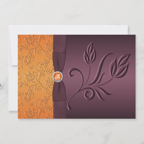 PRINTED RIBBON Purple, Tangerine Wedding Invite