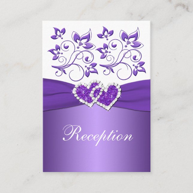 PRINTED RIBBON Purple White Floral Enclosure Card (Front)