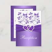 PRINTED RIBBON Purple White Floral Enclosure Card (Front/Back)
