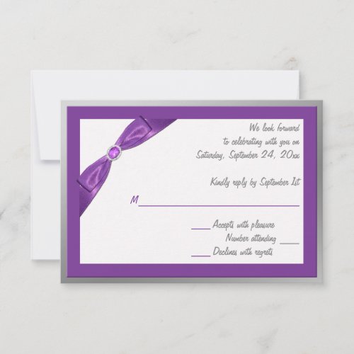 PRINTED RIBBON Purple, White, Silver Reply Card