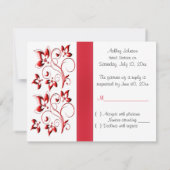 PRINTED RIBBON Red, Black, White Floral RSVP Card (Back)
