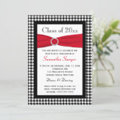 PRINTED RIBBON Red Black White Graduation Invite (Standing Front)