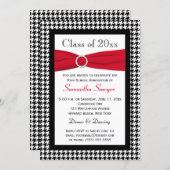 PRINTED RIBBON Red Black White Graduation Invite (Front/Back)