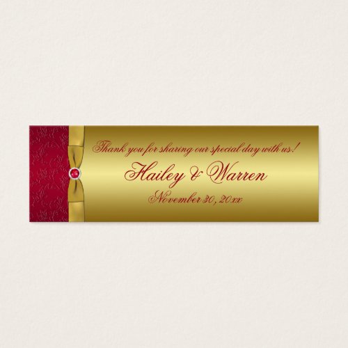 PRINTED RIBBON Red Gold Floral Favor Tag 2