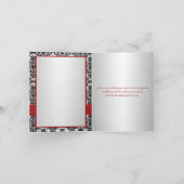 PRINTED RIBBON Red Gray Black Photo Thank You Card (Inside)