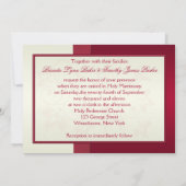 PRINTED RIBBON Red, Ivory Floral Wedding Invit Invitation (Back)