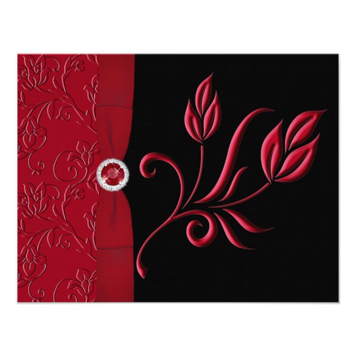 PRINTED RIBBON Ruby Red, Black RSVP Card