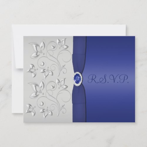 PRINTED RIBBON Silver and Navy RSVP Card