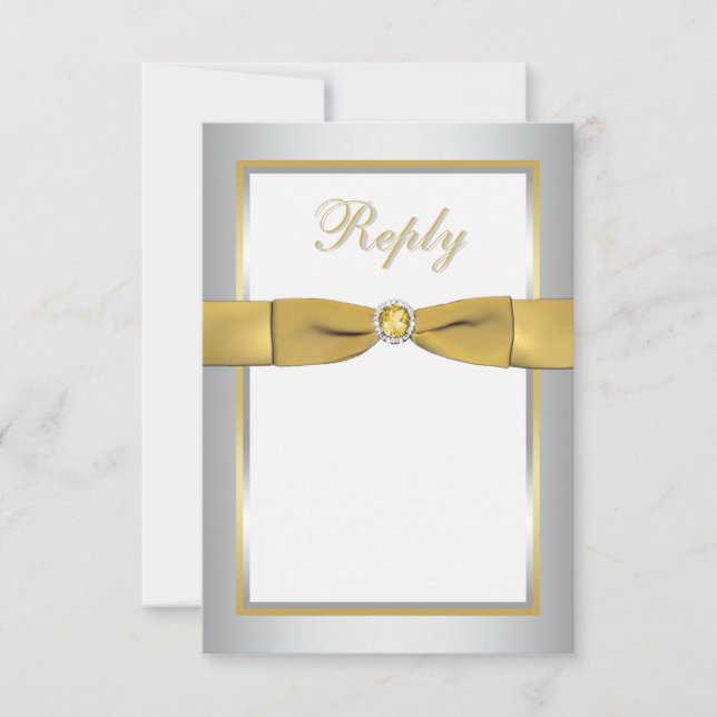 PRINTED RIBBON Silver, Gold, White Reply Card (Front)