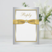 PRINTED RIBBON Silver, Gold, White Reply Card (Standing Front)